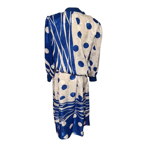 Anthony Sicari Vintage Two Piece Skirt Set Blue White Polka Dot USA Size 10 - Picture 4 of 15